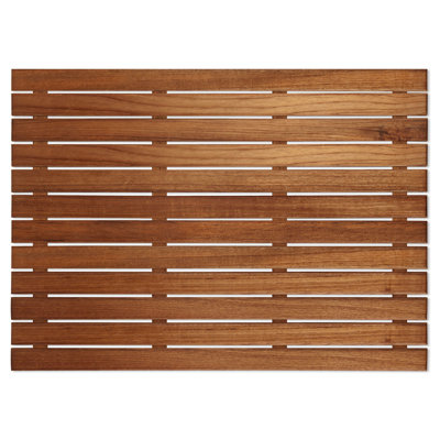 Union Rustic Cathrine Rectangle Teak & Wood Non-Slip Shower mat ...